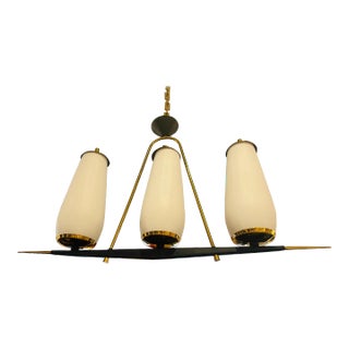 French Lunel 1950s Mid Century Pendant Chandelier For Sale