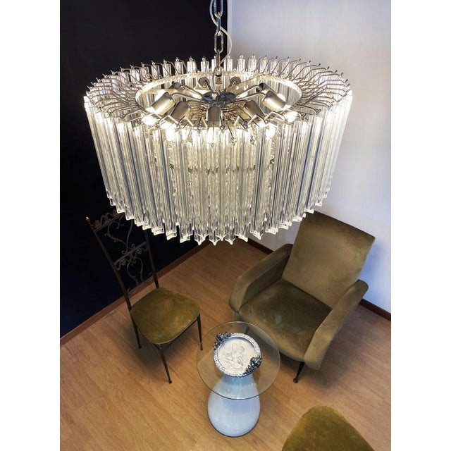 Large Triedri Murano Glass Chandelier, 1995 For Sale - Image 14 of 18