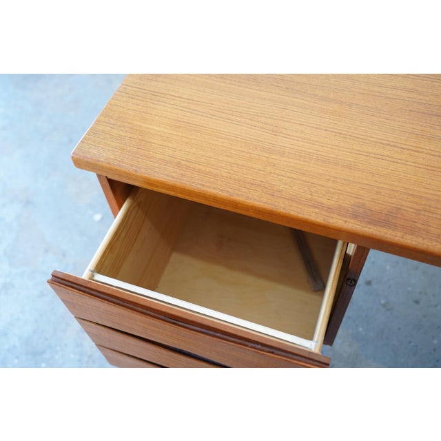 Danish Modern Teak Double-Pedestal Desk in the Style of Arne Vodder For Sale - Image 9 of 17