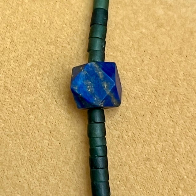 Lapis Lazuli Serpentine Tribal Gemstone Beaded Necklace Mid 20th Century For Sale - Image 4 of 10