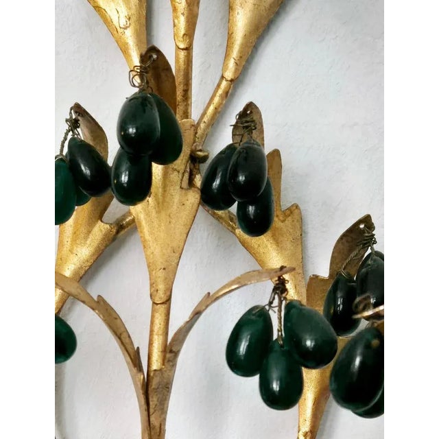 Wall Lights in Gilted Metal with Green Glass Drops, 1950s, Set of 2 For Sale - Image 10 of 11