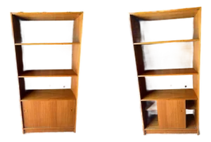 Pair of Mid Century Modern Teak Bookcases Storage Cabinets