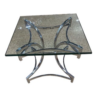 Vintage Mid-Century Modern Chrome & Glass End Table For Sale