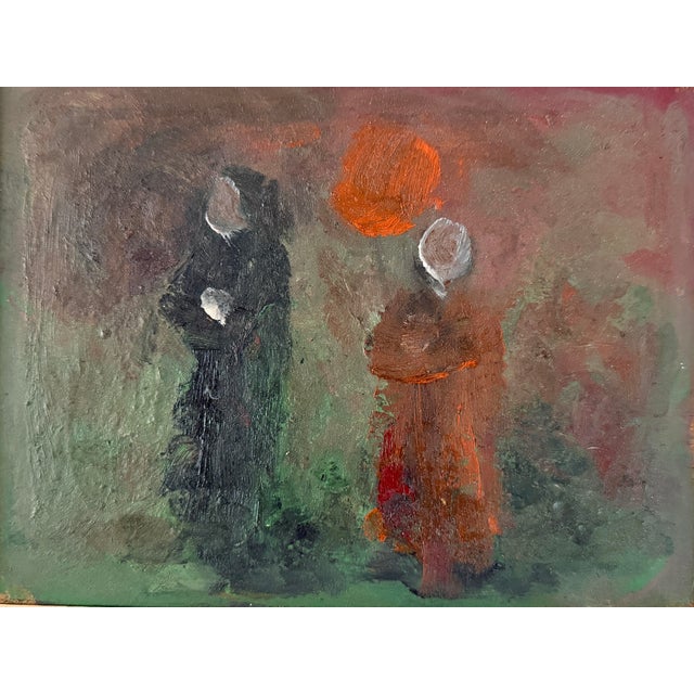 Inspires figurative abstract portrait with printed labels verso describes Certificate Roky Roka Fine Oil Base Collection....