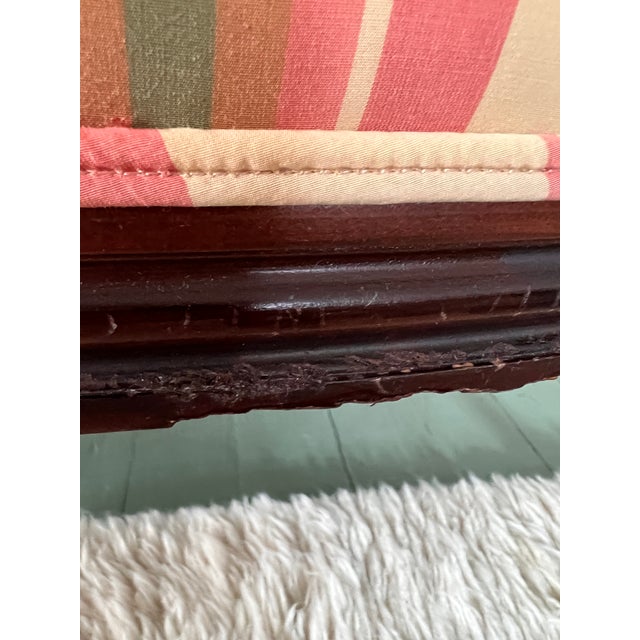 Burnt Orange Vintage Madras Plaid Silk Upholstered Accent Chair Made by Owners Select HighPoint North Carolina, Pink Plaid Silk Chair Custom Made For Sale - Image 8 of 18