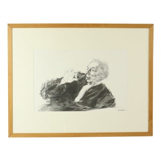Herwig Driesschaert, Pleading Lawyer, 1974, Charcoal on Paper, Framed For Sale