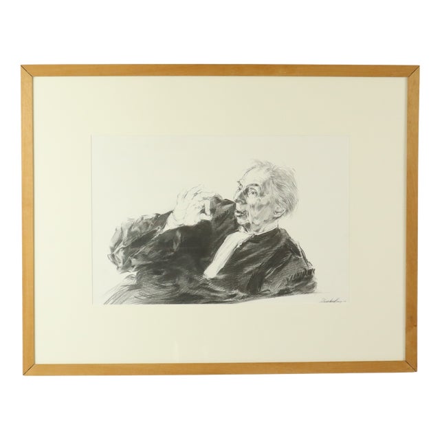 Herwig Driesschaert, Pleading Lawyer, 1974, Charcoal on Paper, Framed For Sale