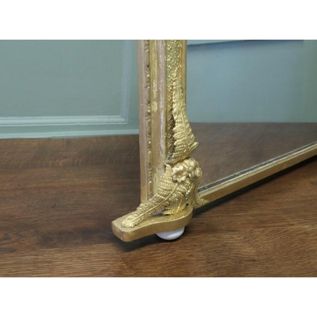 Glass Large Decorative Gilt Arched Over Mantle Mirror For Sale - Image 7 of 8