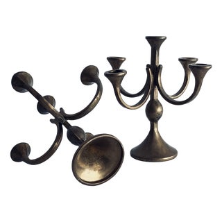 Mid-Century Modern Brass Candlesticks in Brass, Set of 2 For Sale