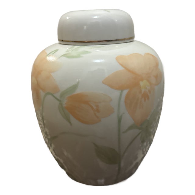 Vintage Crowning Touch Japan Peach Blossom Ginger Jar For Sale