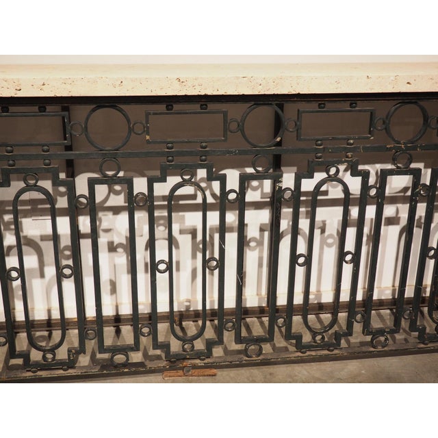 Antique French Wrought Iron Railing Console With Shellstone Top | Chairish