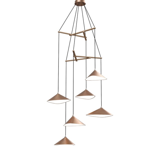 Emily V6 Group Pendant Light in Copper Semi-Matte by Daniel Becker for Moss Objects For Sale