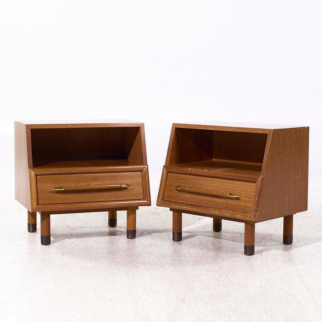 John Keal for Brown Saltman Mid Century Bleached Mahogany Nightstands - Pair This nightstand measures: 22 wide x 16 deep x...