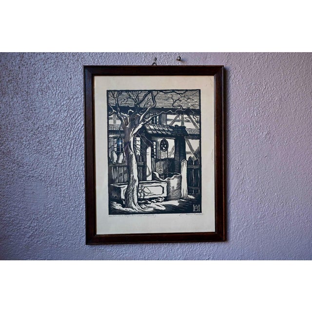 Black Henri Bacher, Well in Alsace, 1900, Woodcut For Sale - Image 8 of 8