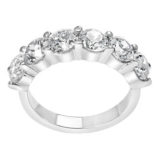 14K White Gold 3.0 Cttw Lab-Grown Diamond Shared Prong Set 6 Stone Band Ring (G-H Color, VS2-SI1 Clarity) - Ring Size 8 For Sale