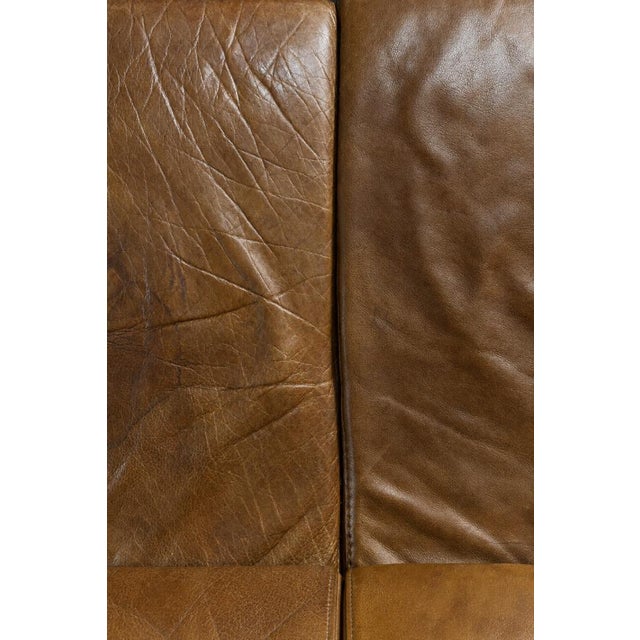 Mid-Century Modern Industrial Brown Leather 3-Seater Sofa, 1960s For Sale - Image 4 of 18