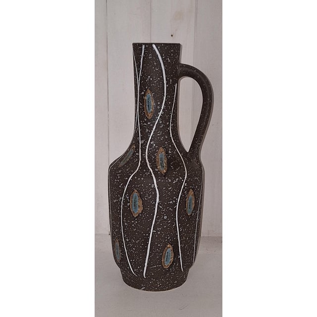 1950s Mid-Century German Handled Vase in the Elbe Decor by Elsterwerdaer Steingutfabrik, 1950s For Sale - Image 5 of 5