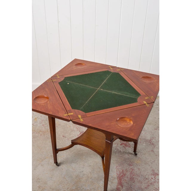 Early 20th Century Edwardian Mahogany Envelope Card Table With Cross Banded Edge For Sale - Image 14 of 18