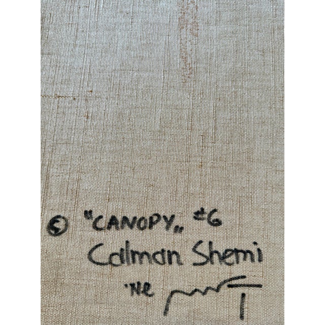 1980s Calman Shemi “Canopy #6” Monumental Textile Soft Painting, 64” X 48”, Signed For Sale In Las Vegas - Image 6 of 12