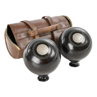 Lawn Bowling Balls with Bag, 1912, Set of 3 For Sale