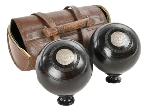 Lawn Bowling Balls with Bag, 1912, Set of 3