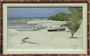 "Playa Pelada" Original C2010 Oil on Canvas by Freddy Cushing, Noted Newport, Ri Society Artist