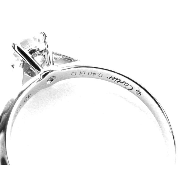 Cartier Platinum .40ct VVS1/G Diamond Solitaire Engagement Ring, size 4.75 For Sale - Image 12 of 12
