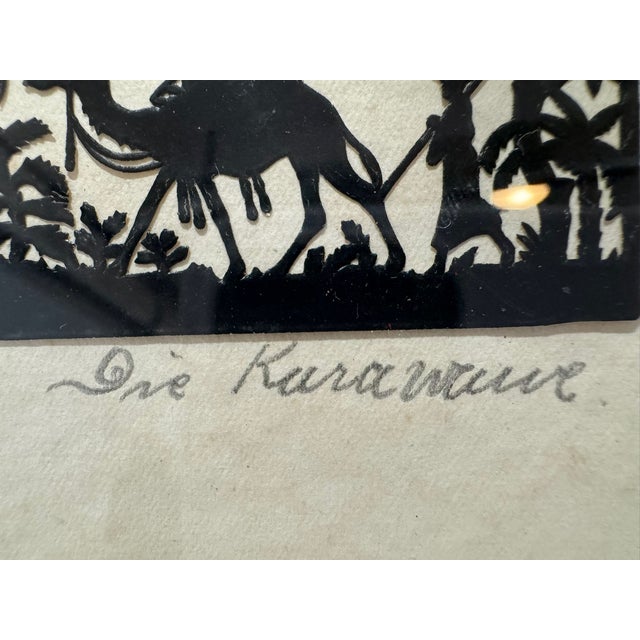 Pair of Early 20th-Century German Silhouette Cut-Paper Artworks — “Abendsplinden” & “Die Karawane”, Signed For Sale - Image 12 of 12