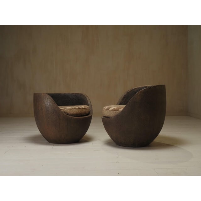 Mid-Century Hand-Carved Lounge Chairs, 1950, Set of 2 For Sale - Image 6 of 13