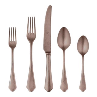Mepra Dolce Vita 5-Piece Flatware Set, Pewter Bronze For Sale