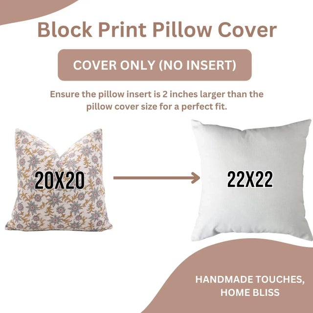 Not Yet Made - Made To Order Block Print Pillow Covers Handmade Decorative Throw Pillows for Home & Bedroom Decor Size- 24x24 - Saanjh For Sale - Image 5 of 5