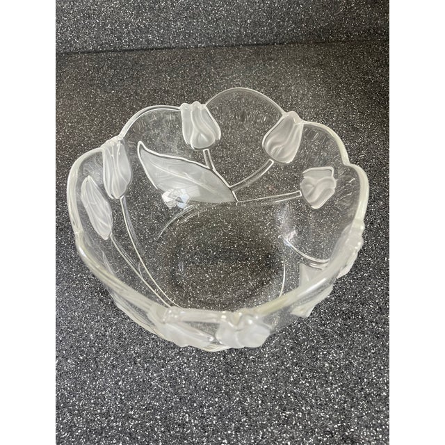 Decorative round bowl with tulips motif. I think the bowl is by Mikasa.