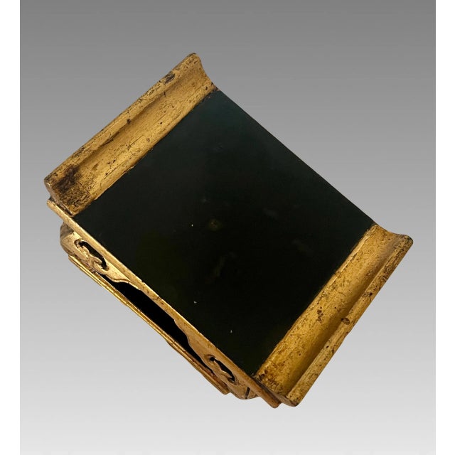 Antique Black and Gold Altar Style Chinese Carved Wood Display Stand / Pedestal For Sale In Tampa - Image 6 of 7