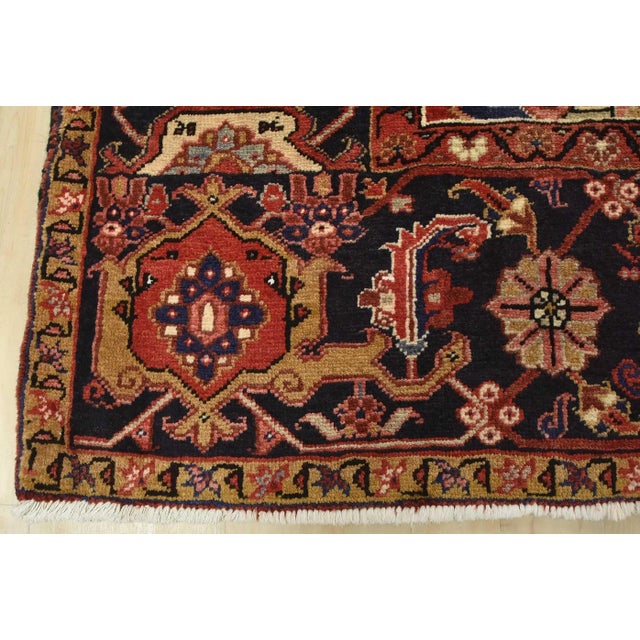 Heriz Rug 9'9'' X 12'10'' Red Wool Vintage Traditional Hand-Knotted Carpet For Sale - Image 12 of 15