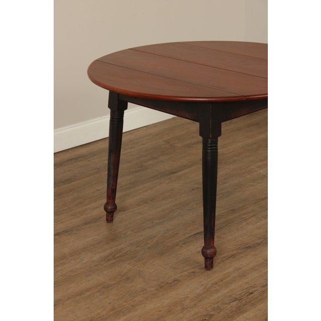 Wood Primitive Farmhouse Style Round Plank Top Dining Table For Sale - Image 7 of 12