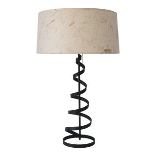 1950s Space Age Black Metal Spiral Cone Table Lamp For Sale