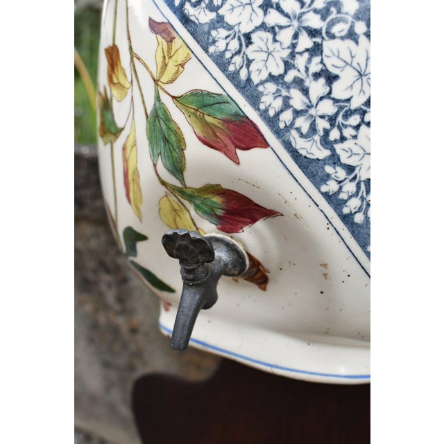 French Art Nouveau Ceramic Terre de Fer Wall Fountain from Longchamp, 1890s For Sale - Image 14 of 18