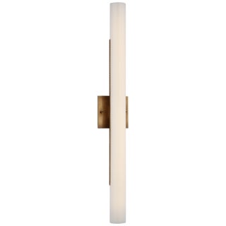 Kelly Wearstler for Visual Comfort Signature Precision 28" Bath Light in Antique-Burnished Brass with White Glass For Sale