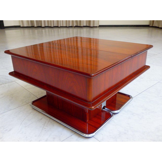 1960s Mid-Century Modern Bar Table with Opening Mechanism and Chrome Trim, 1960s For Sale - Image 5 of 15