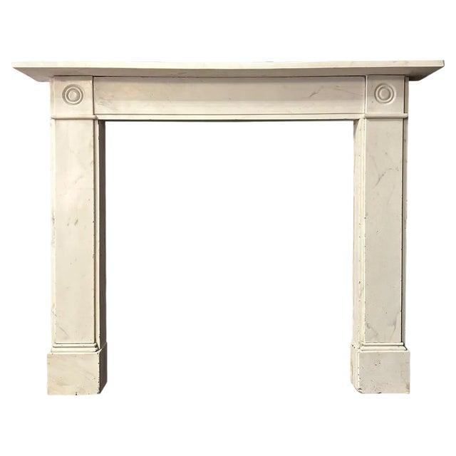 English Regency Statuary White Marble Fireplace Mantel, 1800s For Sale