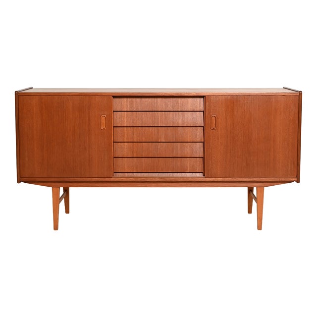 Scandinavian Teak Sideboard with Tiled Drawers, 1960s For Sale