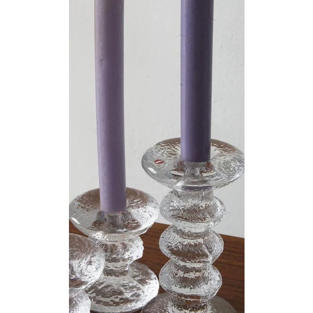 Mid-Century Modern Vintage Candlesticks in Glass by Timo Sarpaneva for Iittala, 1960s, Set of 3 For Sale - Image 3 of 5