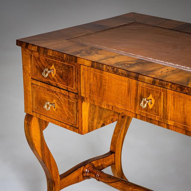 Brown Biedermeier Writing Desk in Walnut, 1830s For Sale - Image 8 of 12