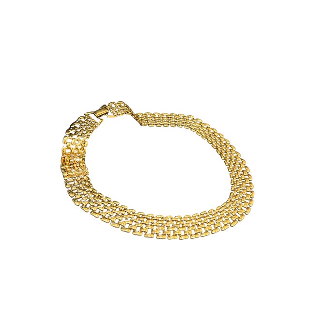 1960s Vintage Napier Yellow Gold Bismark Chain Necklace – 16.25” Glossy Panther Link Collar For Sale - Image 5 of 8