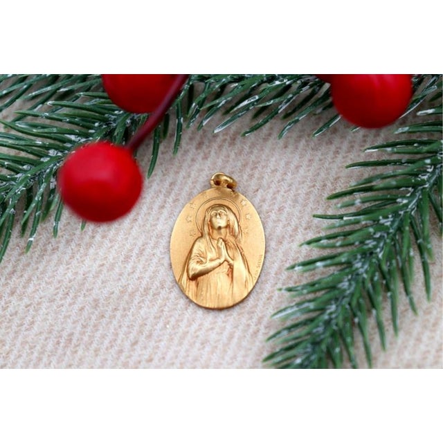 19.2k Gold Our Lady of the Immaculate Conception Pendant For Sale - Image 6 of 6