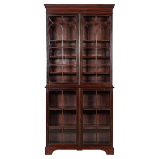 George III Mahogany Glazed Twin Library Bookcase Cabinet, 1770s For Sale