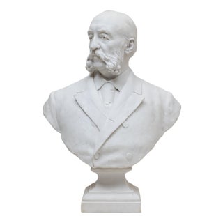 1900s French Bisque Porcelain Bust of Man For Sale