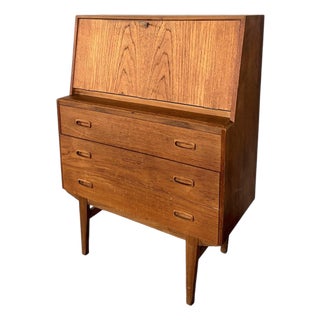 Mid-Century Modern Danish Compact Teak Writing Bureau, 1960s For Sale