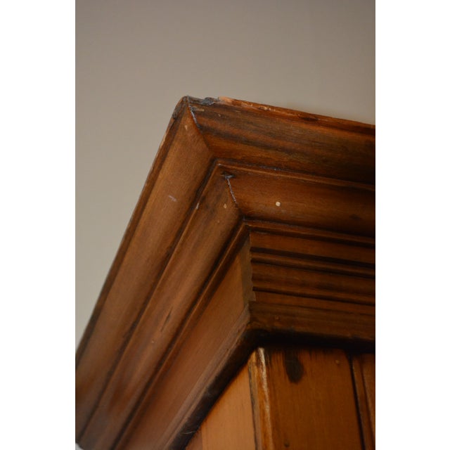 Wood Antique Wooden Single Door Armoire Wardrobe W/ Base Drawer - Coat Closet For Sale - Image 7 of 17