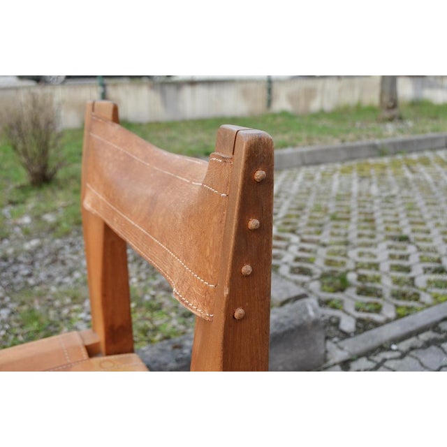 Model S11 Saddle Dining Chairs in Cognac Leather by Pierre Chapo, 1960s, Set of 3 For Sale - Image 14 of 18